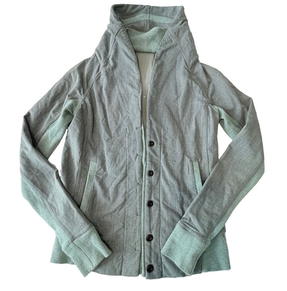 Lululemon Womens To Class Jacket Textured Sage Green Deep Shore Earl Grey Sz 4